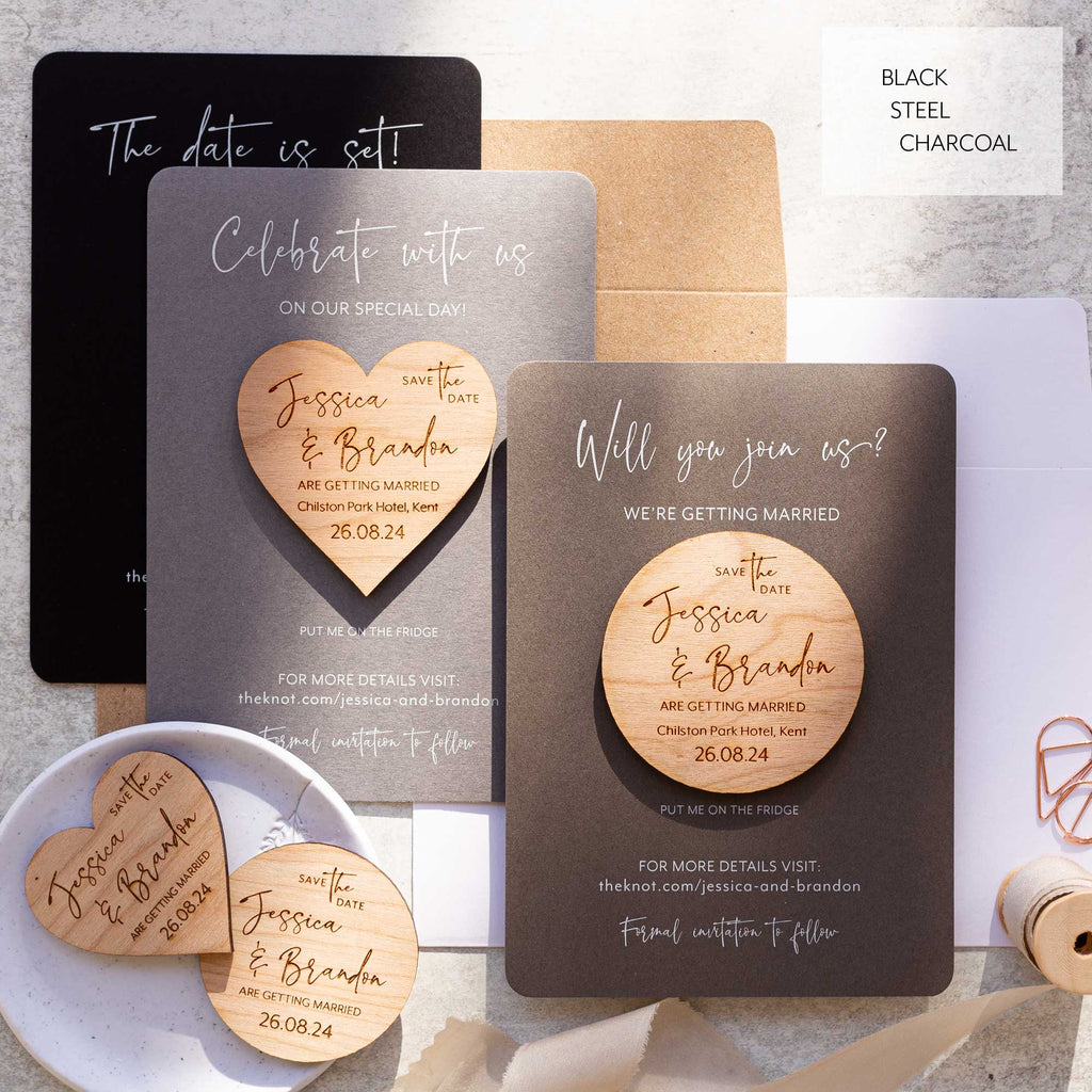 Heart Save The Date Magnets With Luxury Coloured Cards