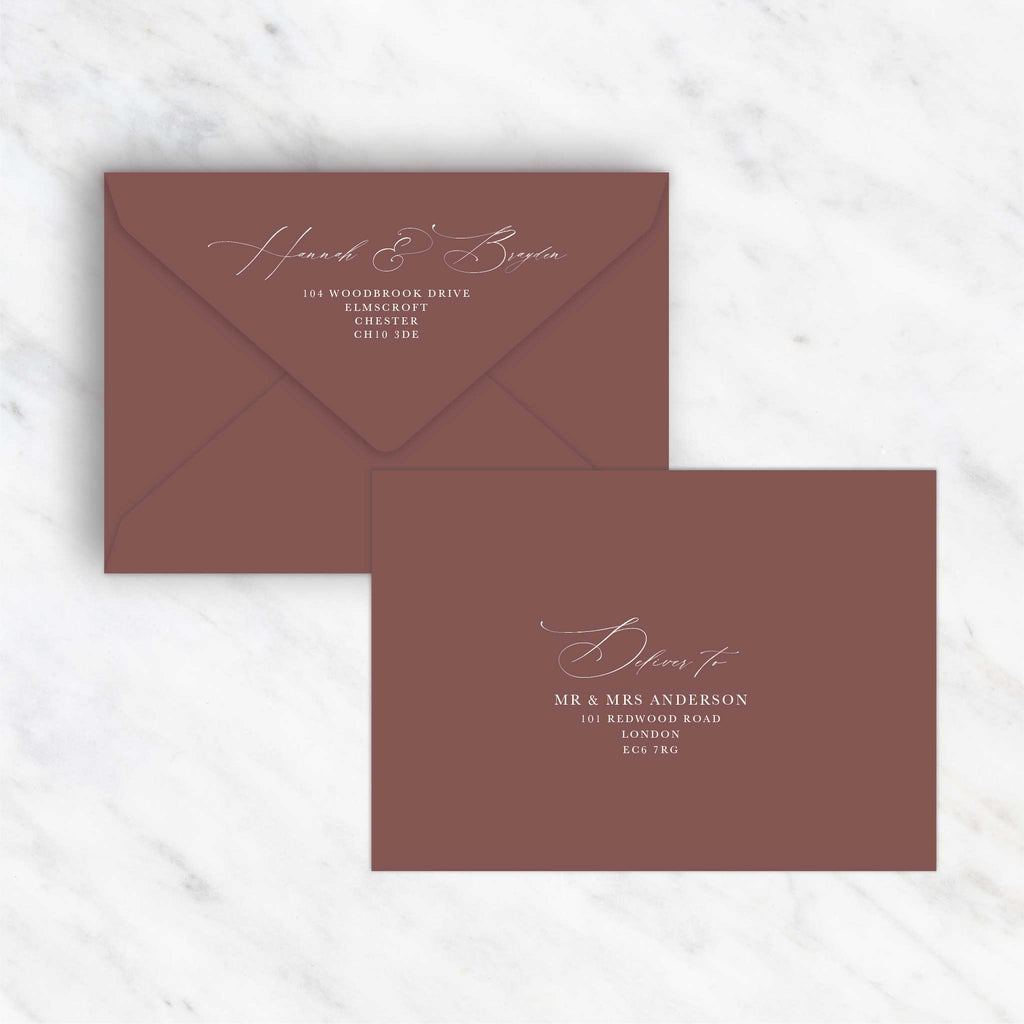 White Floral Evergreen Envelope addressing