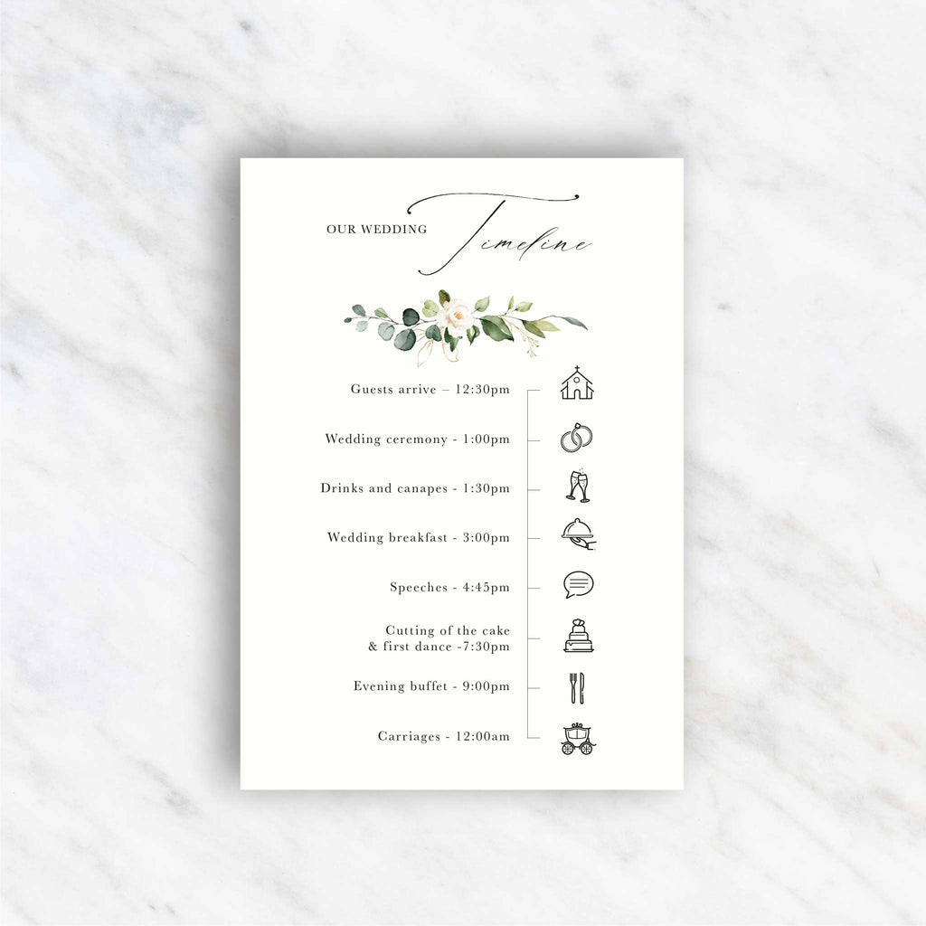 White Floral Evergreen Timeline card