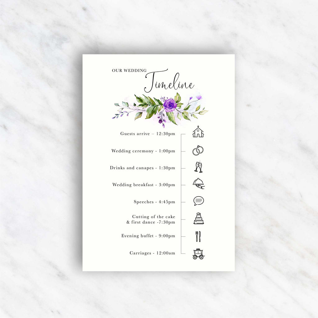 Purple Floral Foliage Timeline card