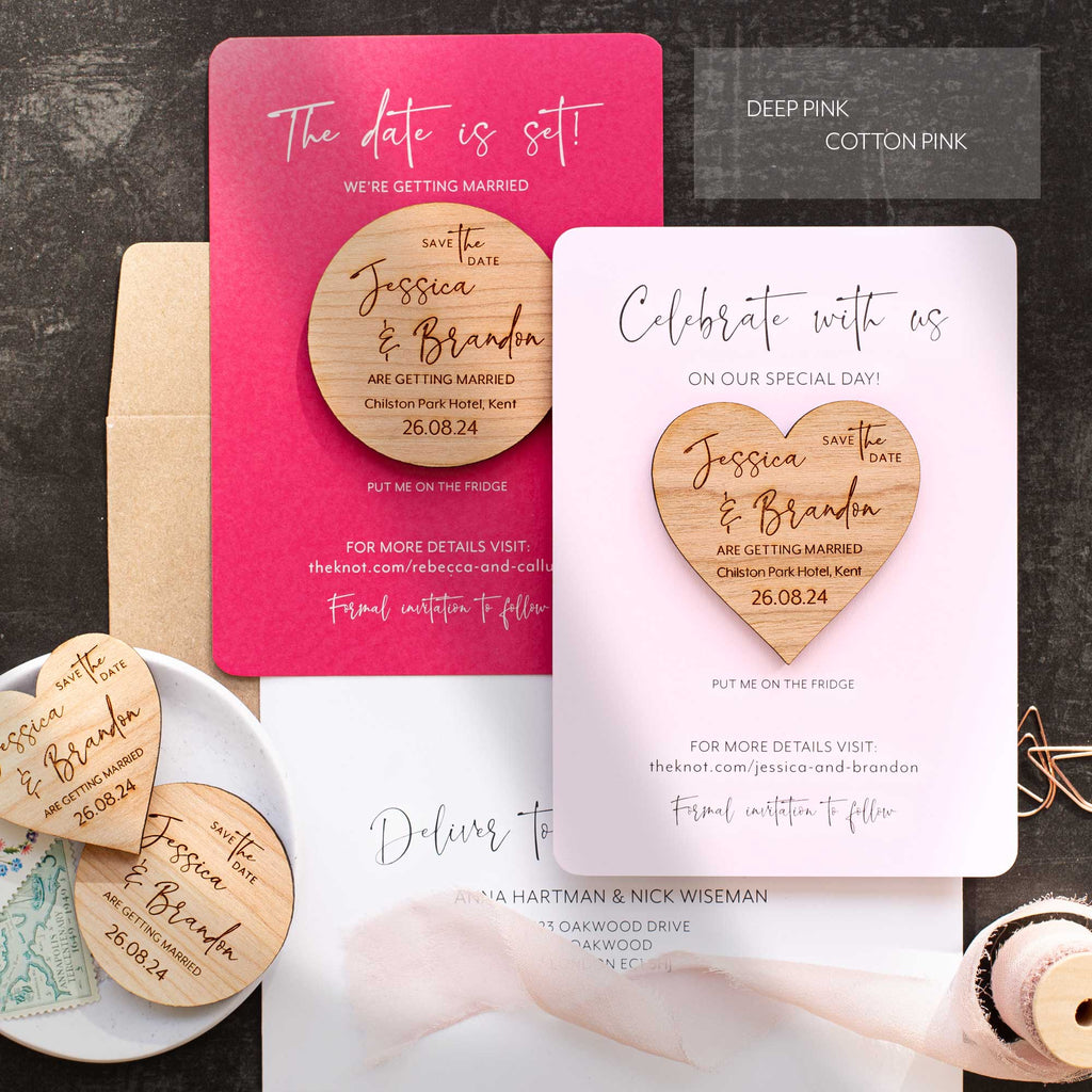 Heart Save The Date Magnets With Luxury Coloured Cards