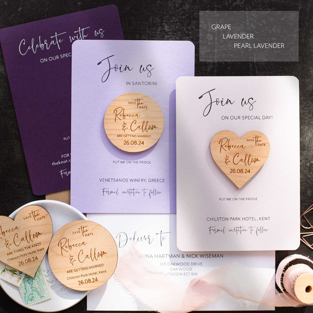 Heart Save The Date Magnets With Luxury Coloured Cards