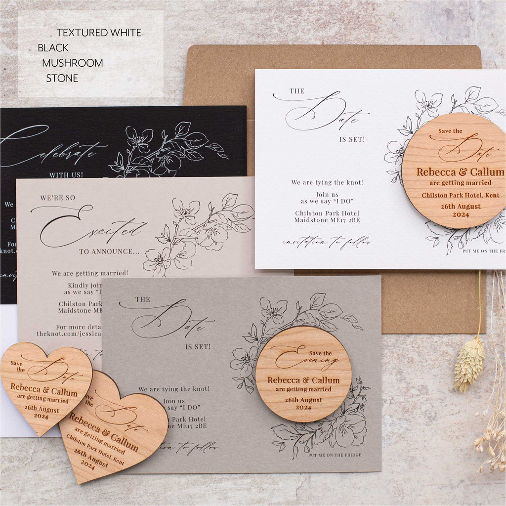 Classic Save The Date Magnets With Luxury Blossom Cards