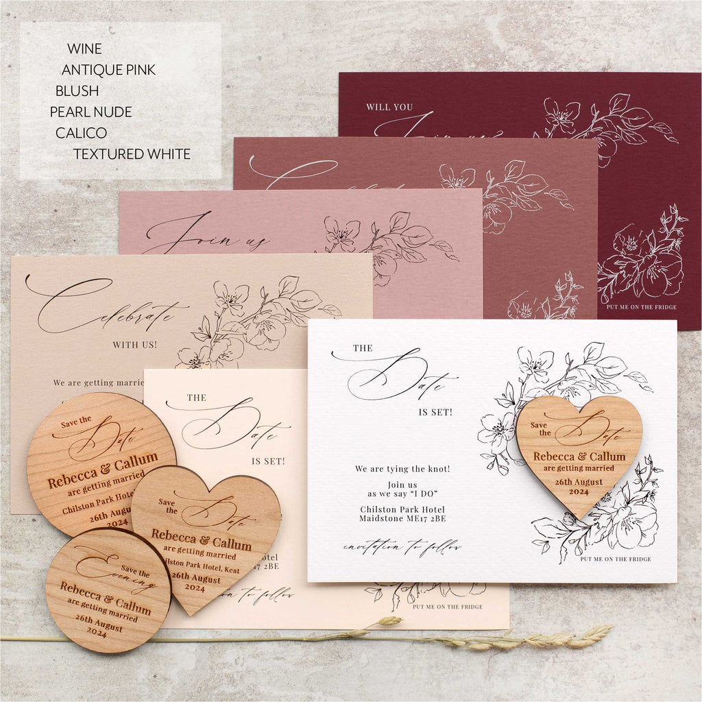 Classic Save The Date Magnets With Luxury Blossom Cards