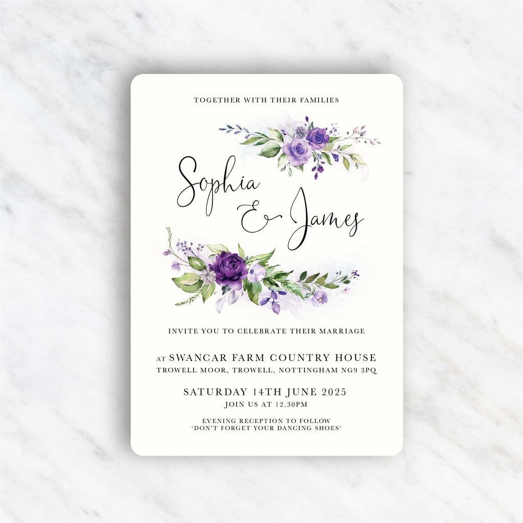 Purple Floral Foliage Invitation