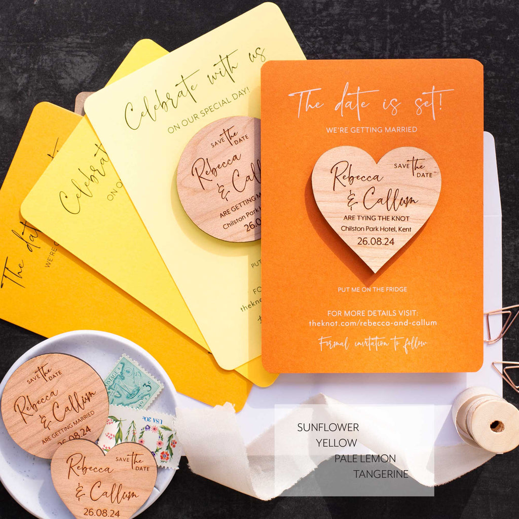 Heart Save The Date Magnets With Luxury Coloured Cards