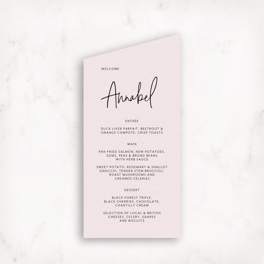 Angled Menu Card With Guest Names NIVI Design