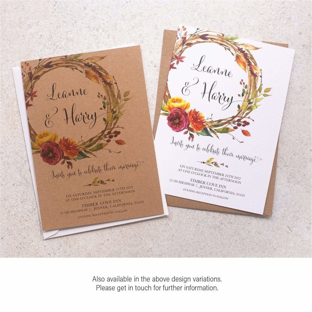 Autumn Fall Wreath Wedding Invitation NIVI Design