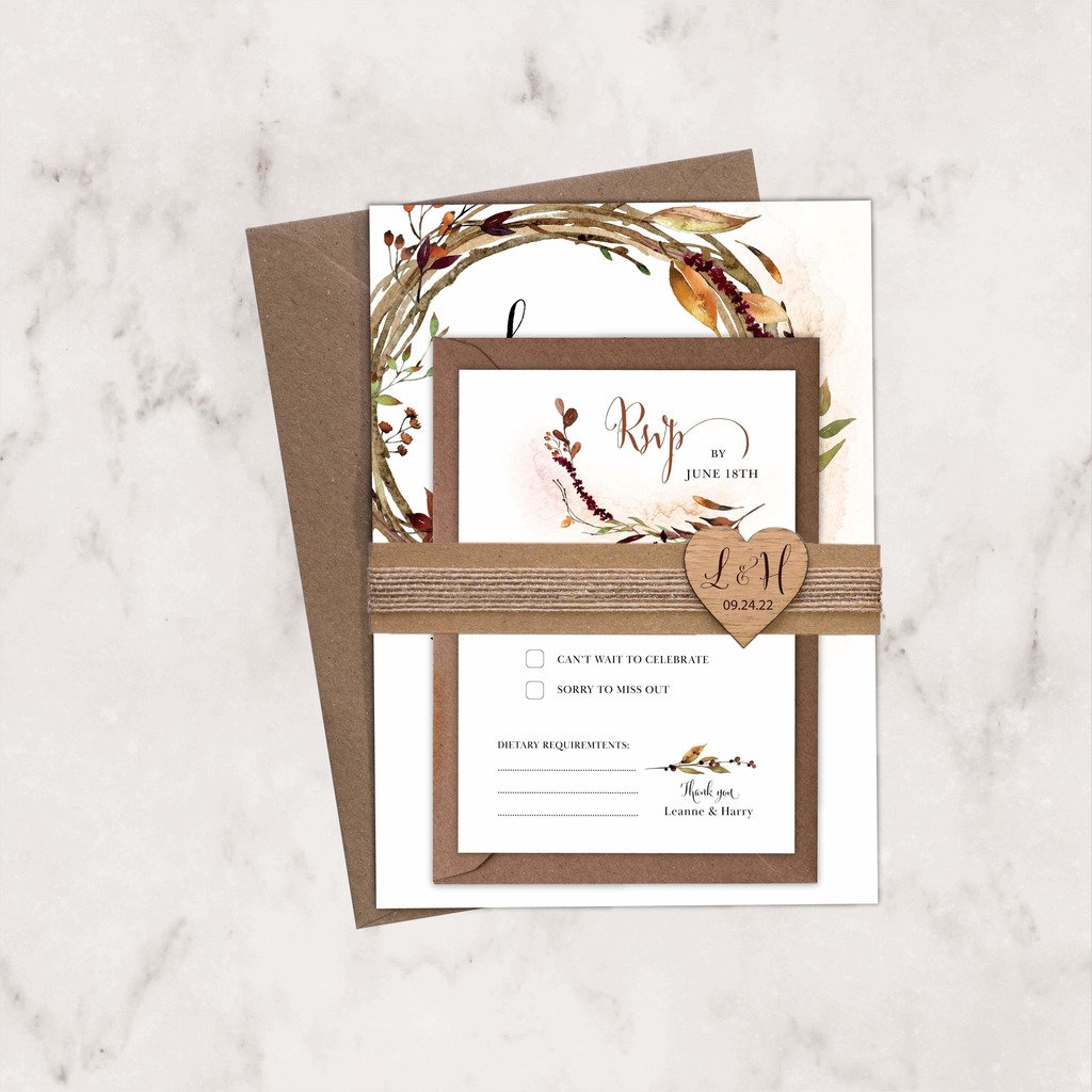 Autumn Fall Wreath Wedding Invitation NIVI Design