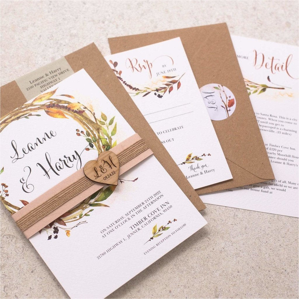 Autumn Fall Wreath Wedding Invitation NIVI Design