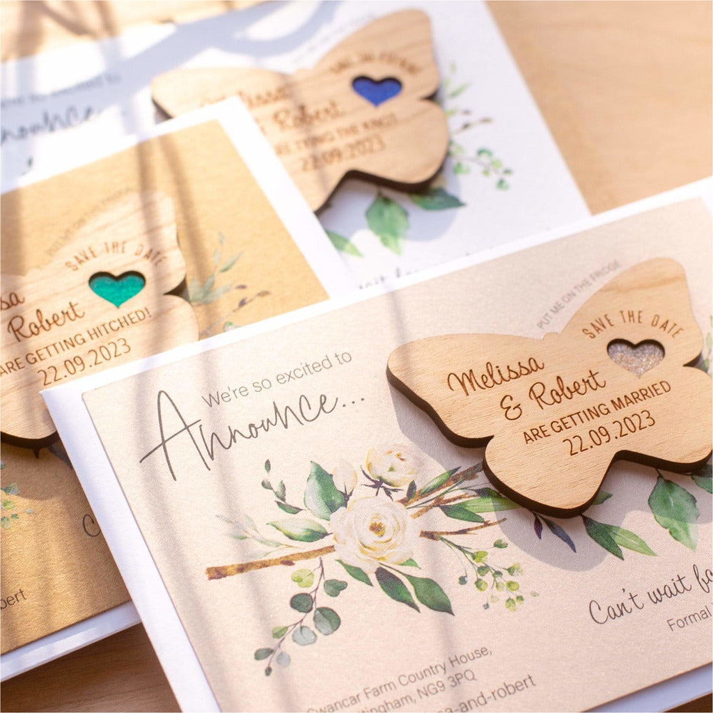 Butterfly Wood Save The Date Magnets With Cards NIVI Design