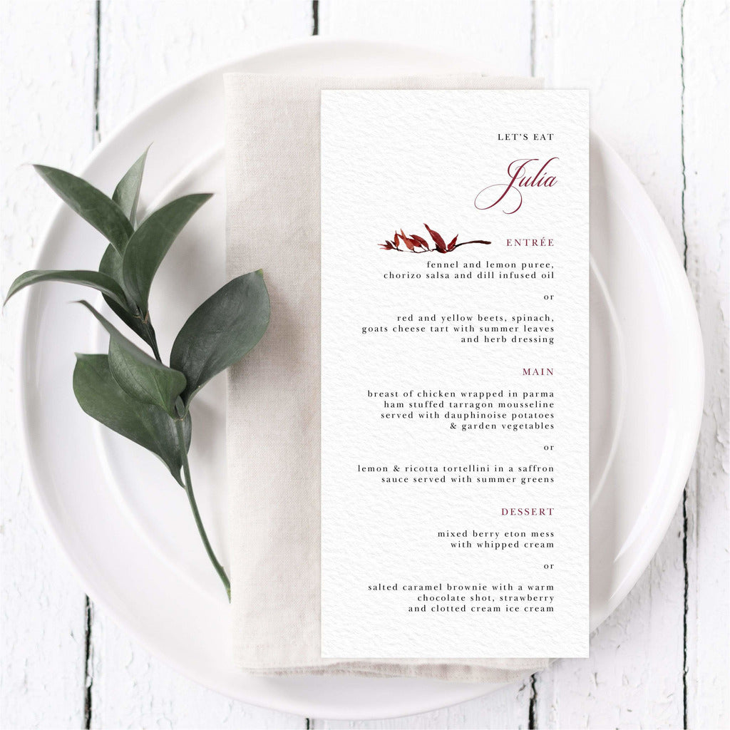 Fall Menu Card With Guest Names NIVI Design