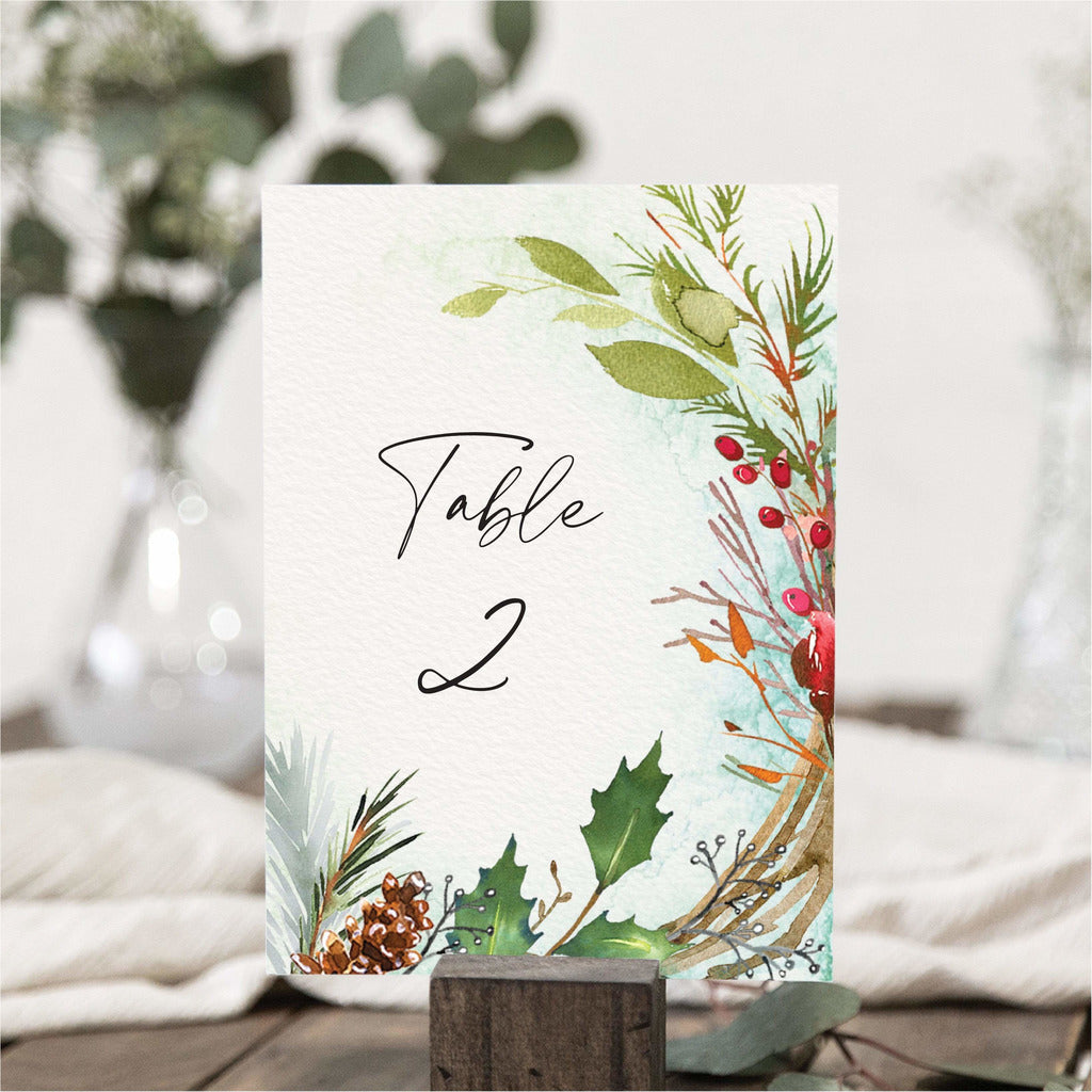 Festive Winter Table Numbers NIVI Design