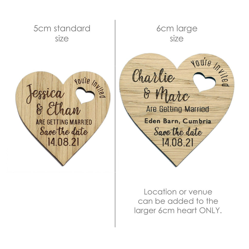 Floral Save The Date Magnets Wood Heart with Cards NIVI Design