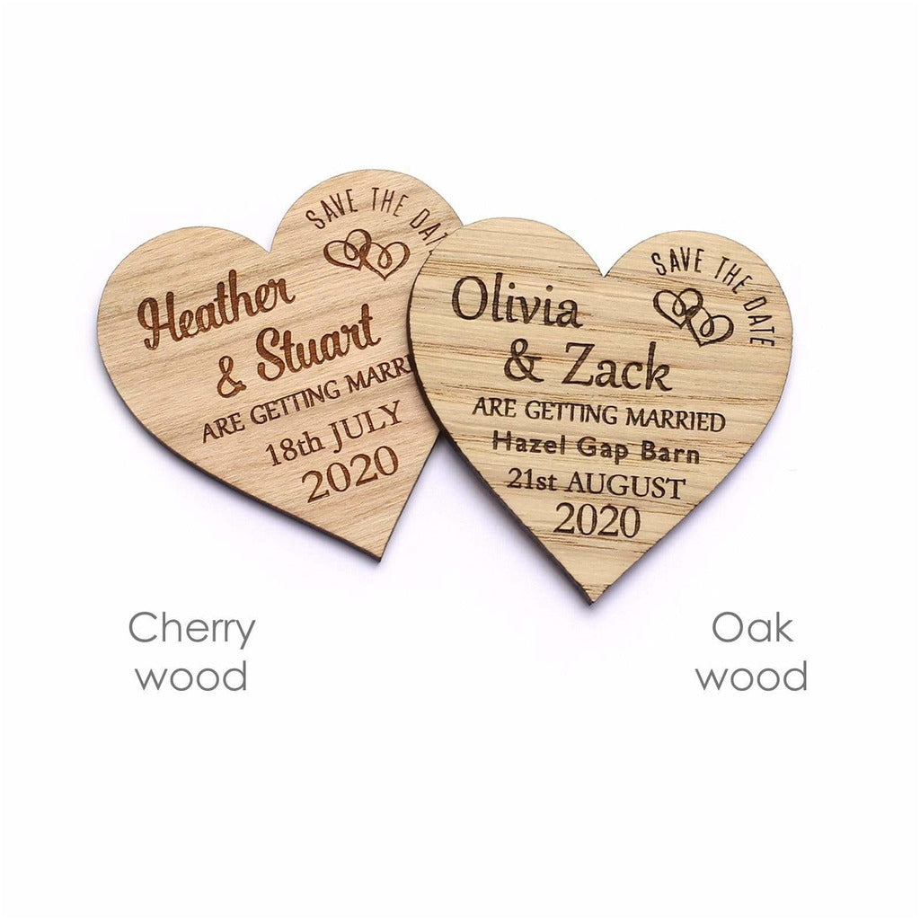 Foliage Save the Date Wooden Heart Wedding Magnet Card NIVI Design