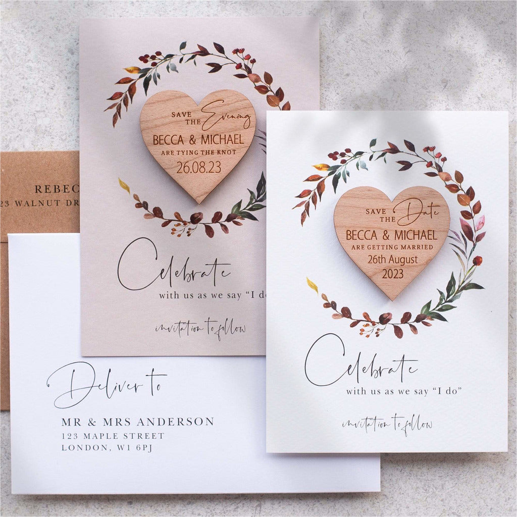 Four seasons save the date heart magnets NIVI Design