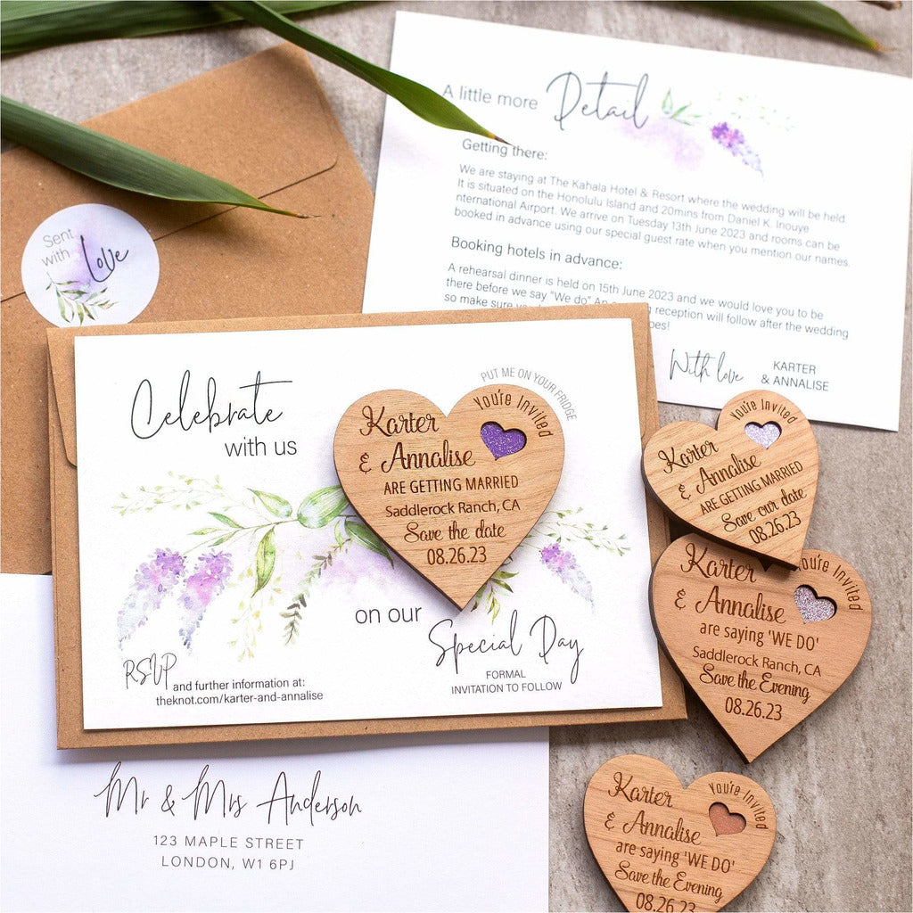 Lavender Floral Save The Date Magnets and Cards NIVI Design