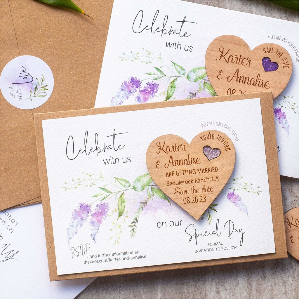 Lavender Floral Save The Date Magnets and Cards NIVI Design