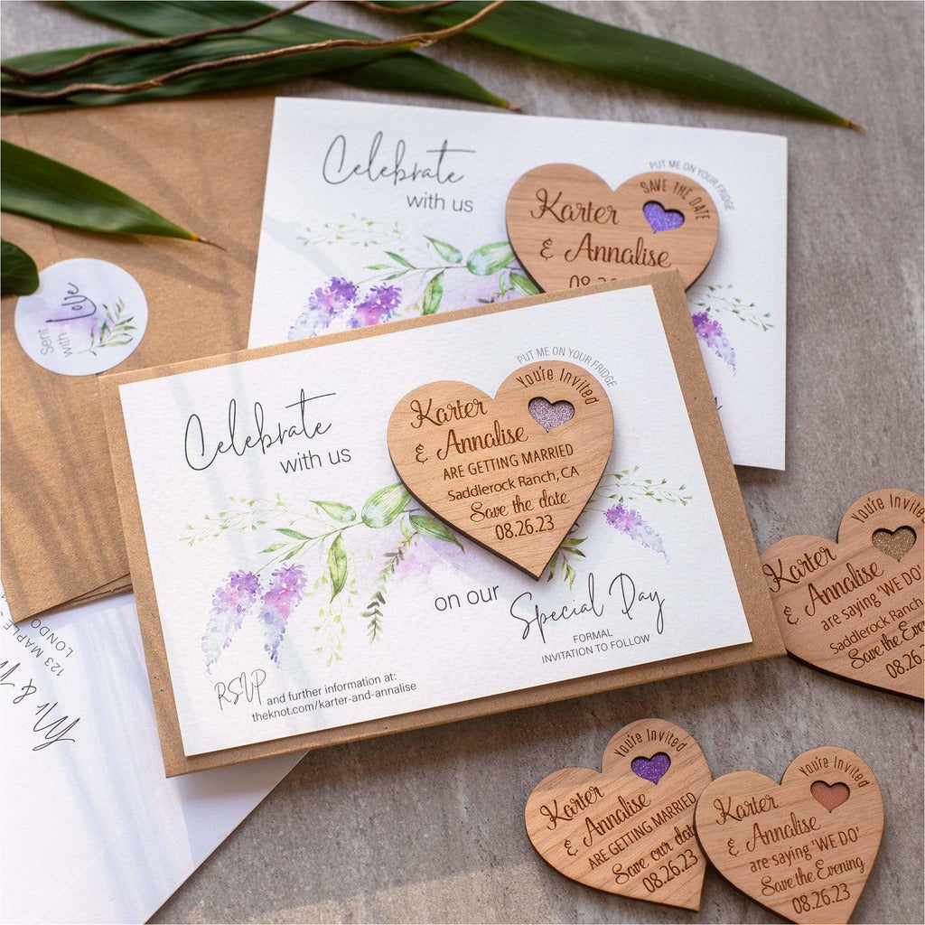 Lavender Floral Save The Date Magnets and Cards NIVI Design