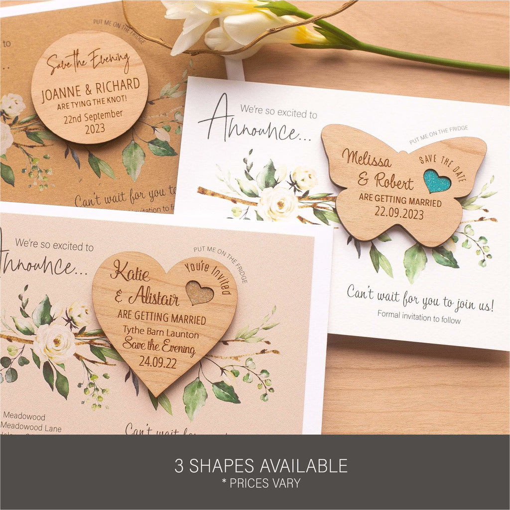 Luxury Rustic Butterfly Save The Date Magnets With Cards NIVI Design