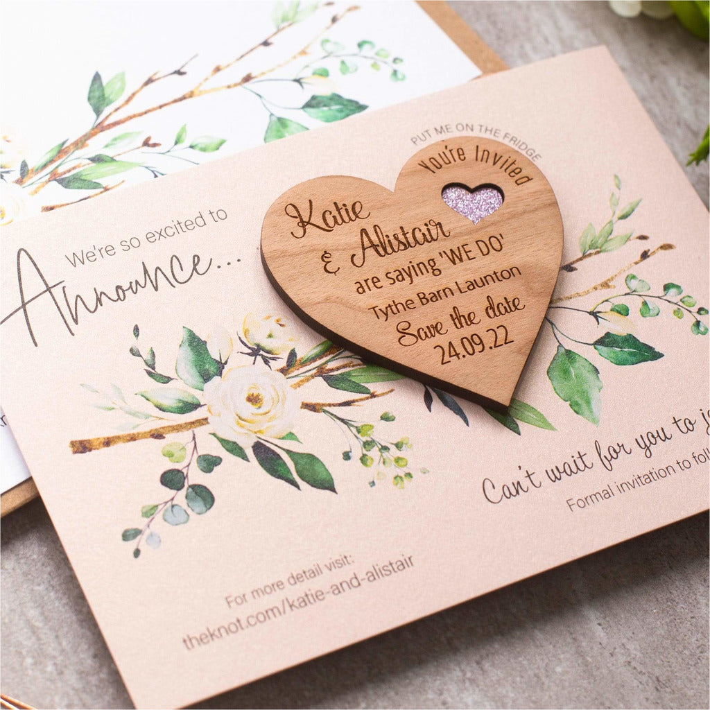 Luxury Rustic Save The Date Magnets With Cards NIVI Design