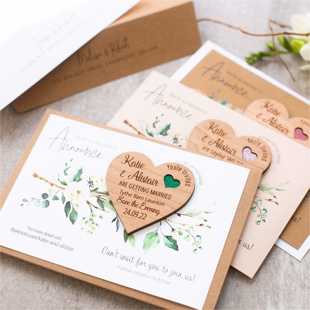 Luxury Rustic Save The Date Magnets With Cards NIVI Design