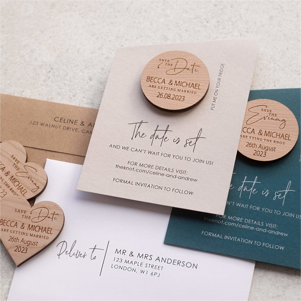 Modern angled save the date magnet NIVI Design