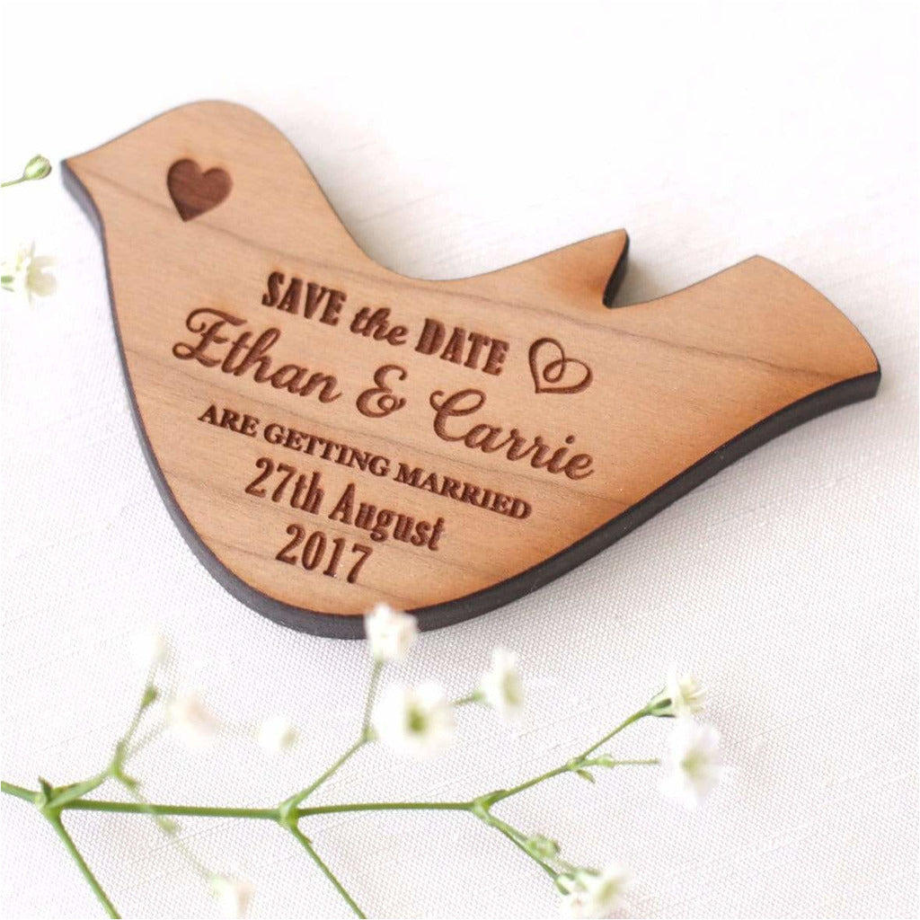 Personalised Wedding Save The Date Magnets Wooden Doves NiVi Design