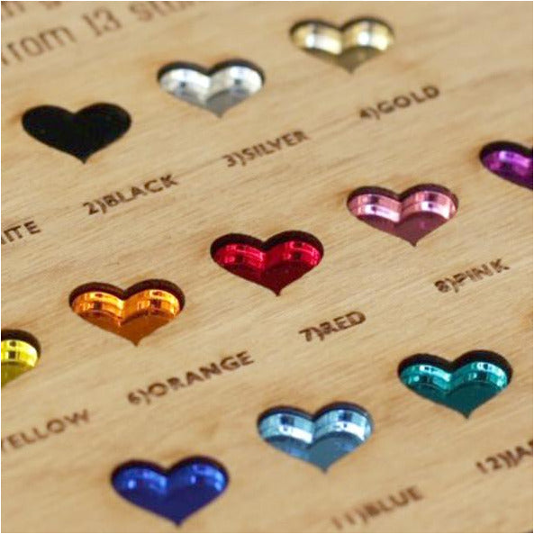 Rectangle Save The Date Wooden Magnets with Coloured Hearts NiVi Design