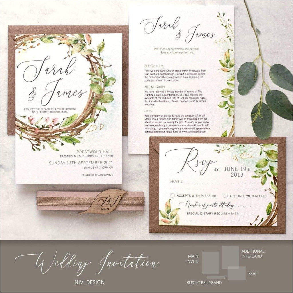 Rustic Wreath Wedding Invitation NIVI Design