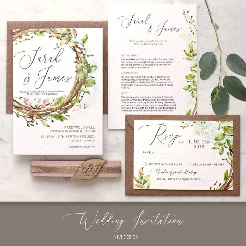 Rustic Wreath Wedding Invitation NIVI Design