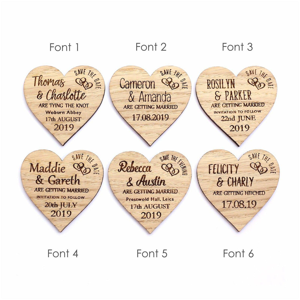 Save the Date Wooden Heart Wedding Magnet Card NIVI Design