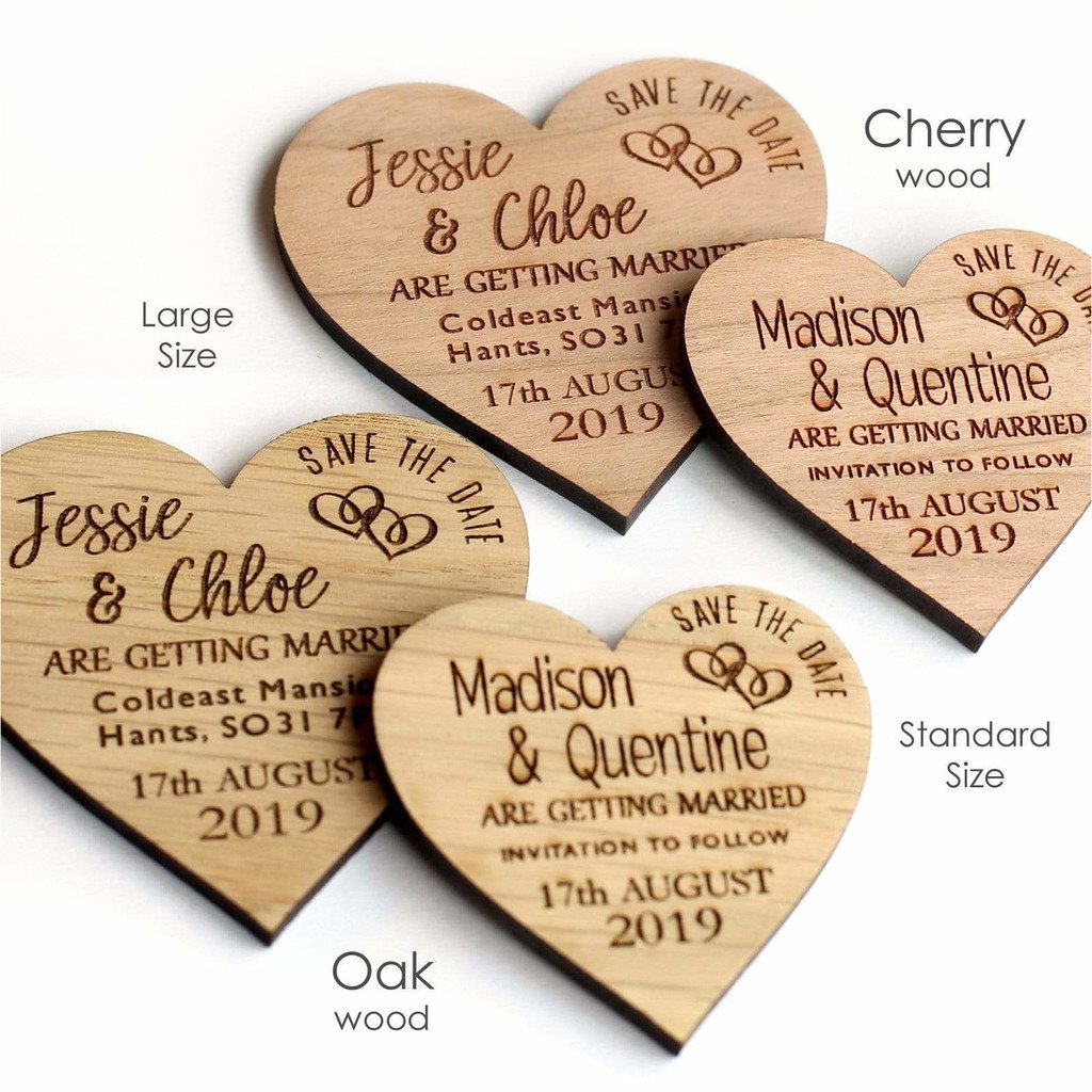 Wedding Save The Date Magnets Wood Heart NiVi Design