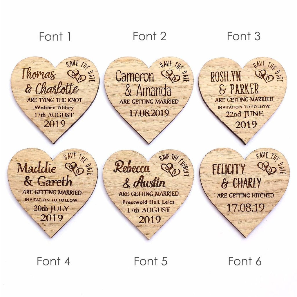Wedding Save The Date Magnets Wood Heart NiVi Design