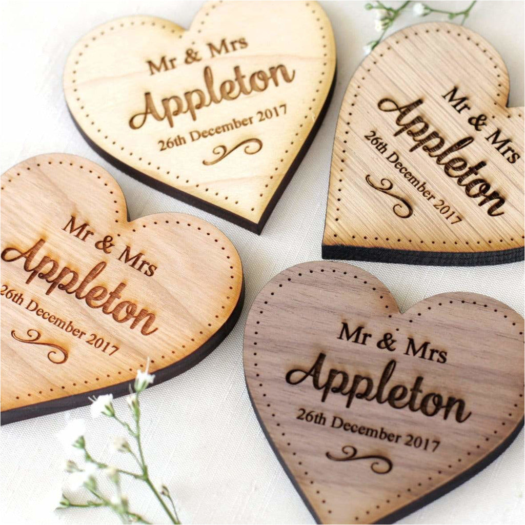 Wedding Table Decorations Personalised Name Place Setting Wooden LARGE Hearts NiVi Design