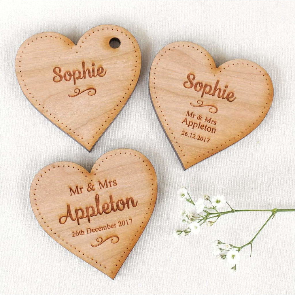 Wedding Table Decorations Personalised Name Place Setting Wooden LARGE Hearts NiVi Design