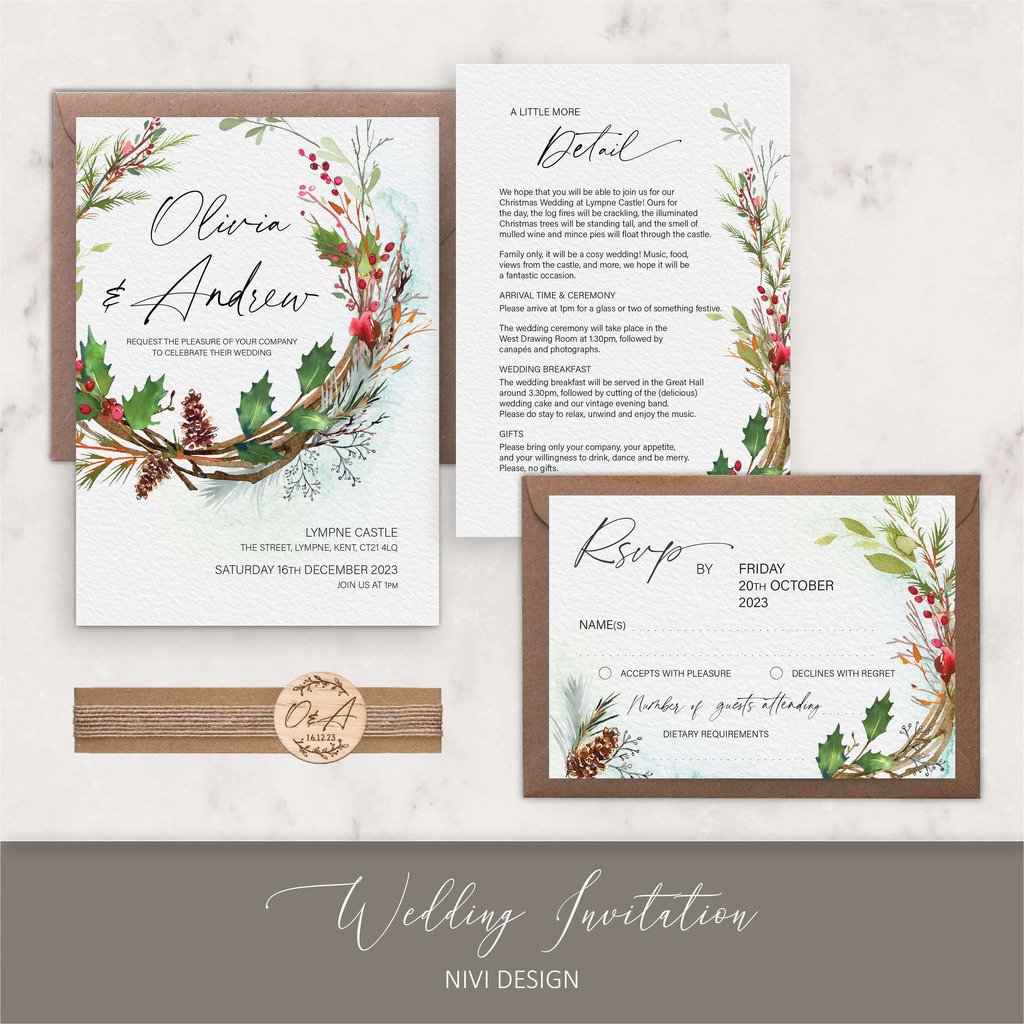 Winter Festive Wedding Invitation NIVI Design