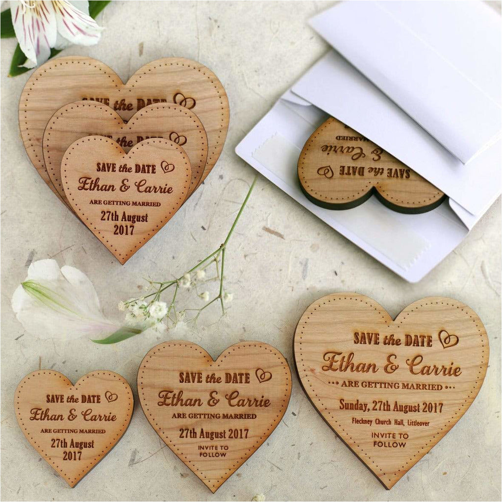 Wooden Save The Date Magnets Medium Hearts NiVi Design